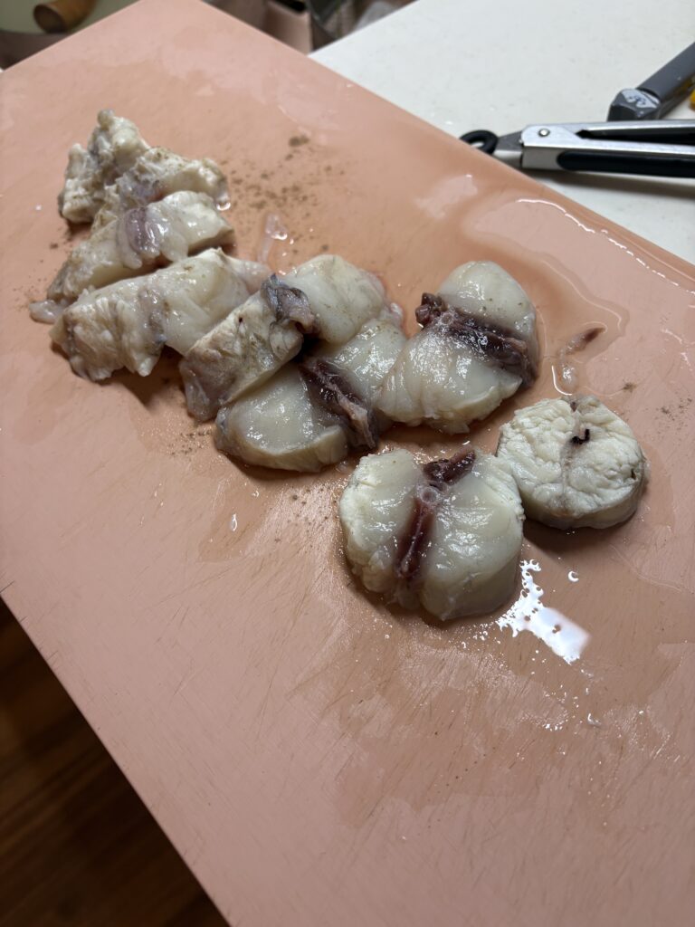 天ぷらに使ったフグの切り身