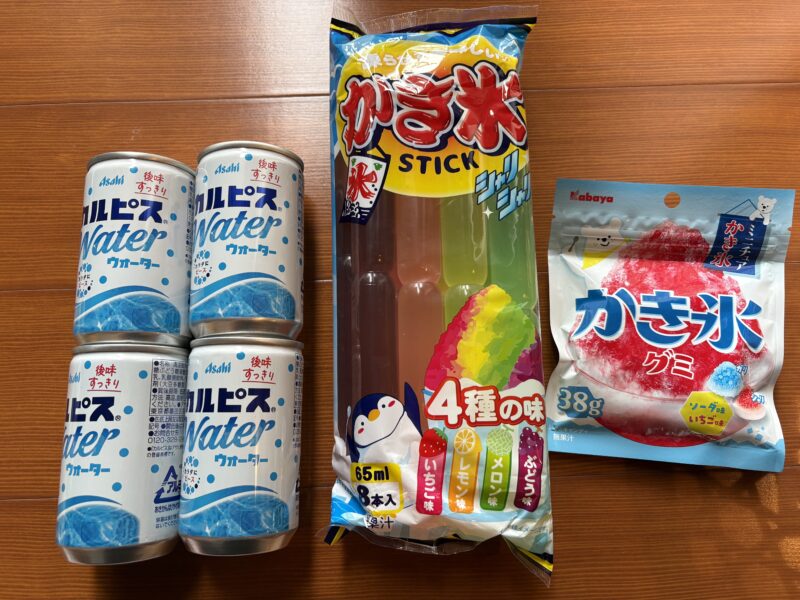 ダイソー購入のジュース、お菓子