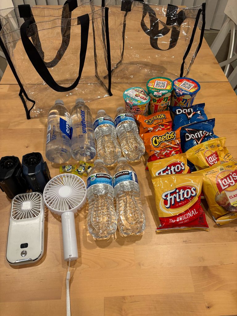 ドジャースタジアム観戦に持って行くクリアバッグ、食べ物、扇風機、水