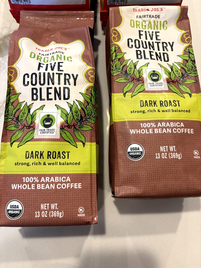 TRADER JOE'S  FAIRTRADE ORGANIC FIVE COUNTRY BLEND DARK ROAST
